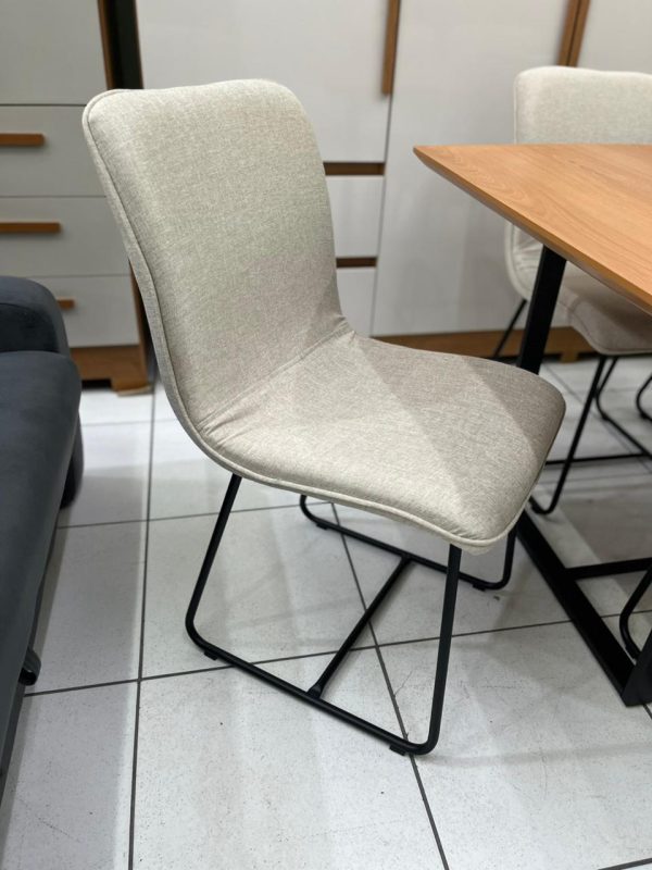 Alternative view of Mesa 1.60 x 90cm Tampo Madeira Proa Luna com 6 Cadeiras Linho Bege