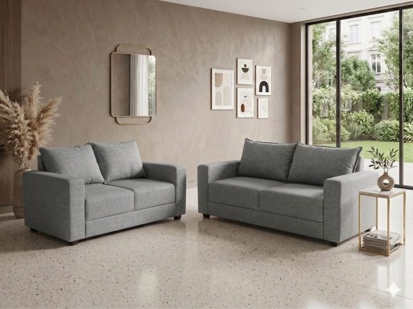 Conjunto de Sofá 2 e 3 Lugares Toronto Linho Cinza