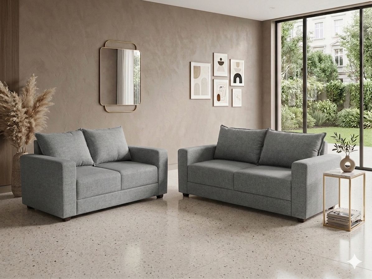 Conjunto de Sofá 2 e 3 Lugares Toronto Linho Cinza