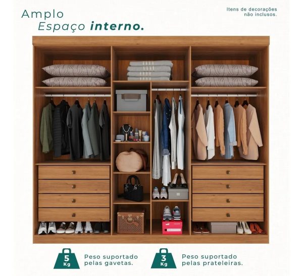 Alternative view of Guarda roupa 6 portas com 8 gavetas Florianópolis  Cinamomo com Off white - Valverde