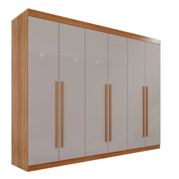 Guarda Roupa Casal 6 Portas 6 Gavetas Gramado 100% MDF Cinamomo/Off White - Valverde
