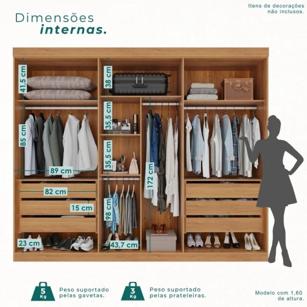 Alternative view of Guarda Roupa Casal 6 Portas 6 Gavetas Gramado 100% MDF Cinamomo/Off White - Valverde