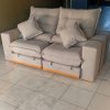 Sofá Retratil e Reclinavel Monaco Larg. 2.10M  Master 50 - Cinza - Molas Ensacadas