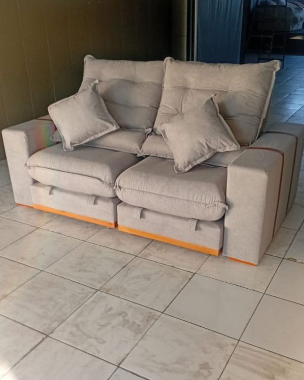 Sofá Retratil e Reclinavel Monaco Larg. 2.10M  Master 50 - Cinza - Molas Ensacadas