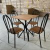 Mesa Quadrada Proa 68  X 68cm Base Ipanema com 4 Cadeiras Ubatuba Preto Fosco com acento Marrom -Teixeira