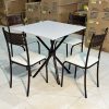 Mesa Atlanta Base Ipanema Marrom Tampo Quadrada Pedra Off 75x75 4 Cadeiras Assento Creme - Teixeira -