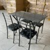 Mesa 100 x 60m Granito Cabo frio com 4 Cadeiras Martelada Preto Lirio -Teixeira
