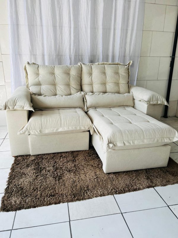 Sofá Retratil e Reclinavel Maldivas Larg. 2.10M  Prime 49 - Bege