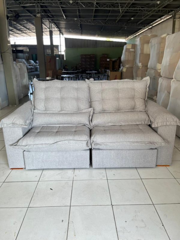 Sofá Retratil e Reclinavel Maldivas Larg. 2.10M  Prime 68 - Cinza
