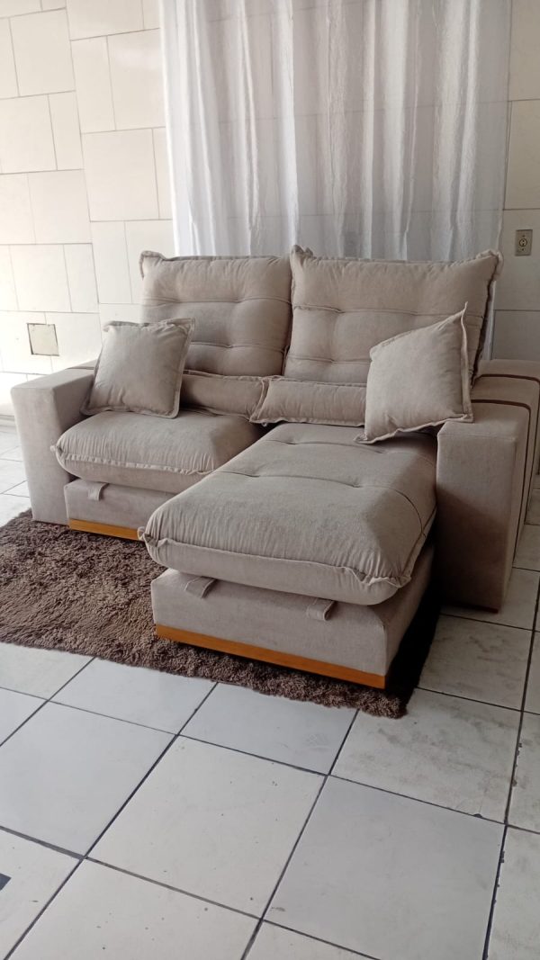 Sofá Retratil e Reclinavel Monaco Larg. 2.10M  Master 49 - Bege Molas Ensacadas