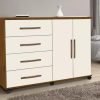 Comoda 4 Gavetas e 2 portas Bali Mel com Perola Luxo - PRIMUS
