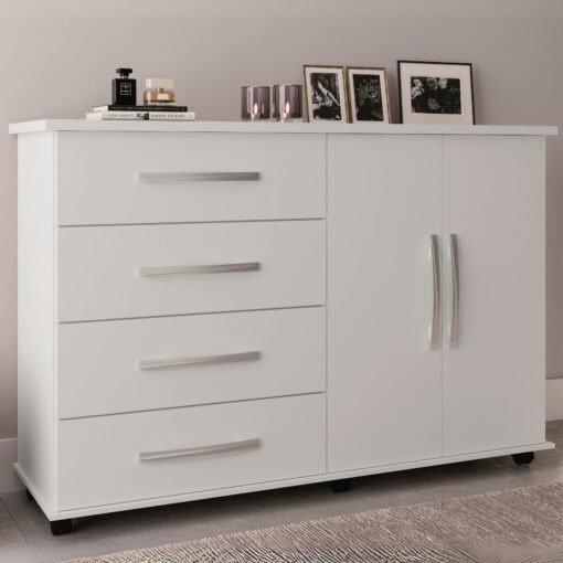 Comoda 4 Gavetas e 2 portas Bali Branco Luxo - PRIMUS