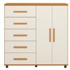 Comoda 5 Gavetas com 2 Portas Toronto Albatroz Cinamomo com Off white