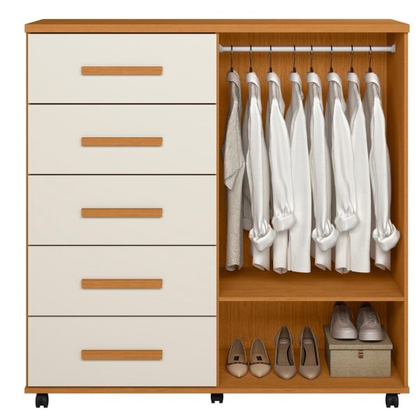 Alternative view of Comoda 5 Gavetas com 2 Portas Toronto Albatroz Cinamomo com Off white