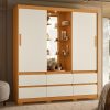 Guarda-Roupa  2 Portas de correr com 6 Gavetas Atena Cinamomo com Off white - Albatroz